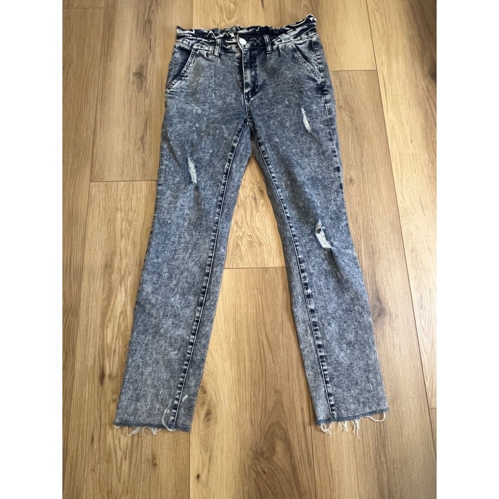 Ashley Mason Women's Size 9 Acid Wash Distressed Skinny Jeans Raw Hem Stretch